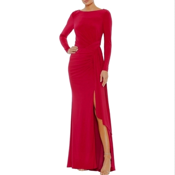 Ieena for Mac Duggal Long Sleeve Evening Gown